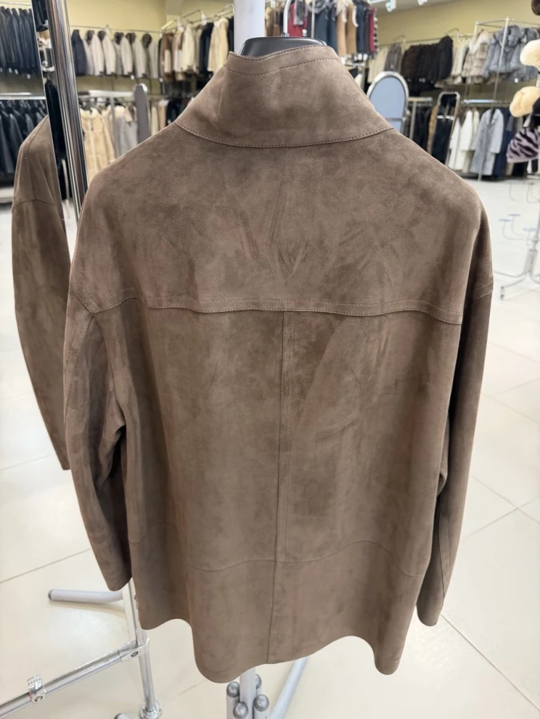 Замшевая женская куртка премиум класса 3090з, светло-коричневая, размер 42, артикул 92360-1