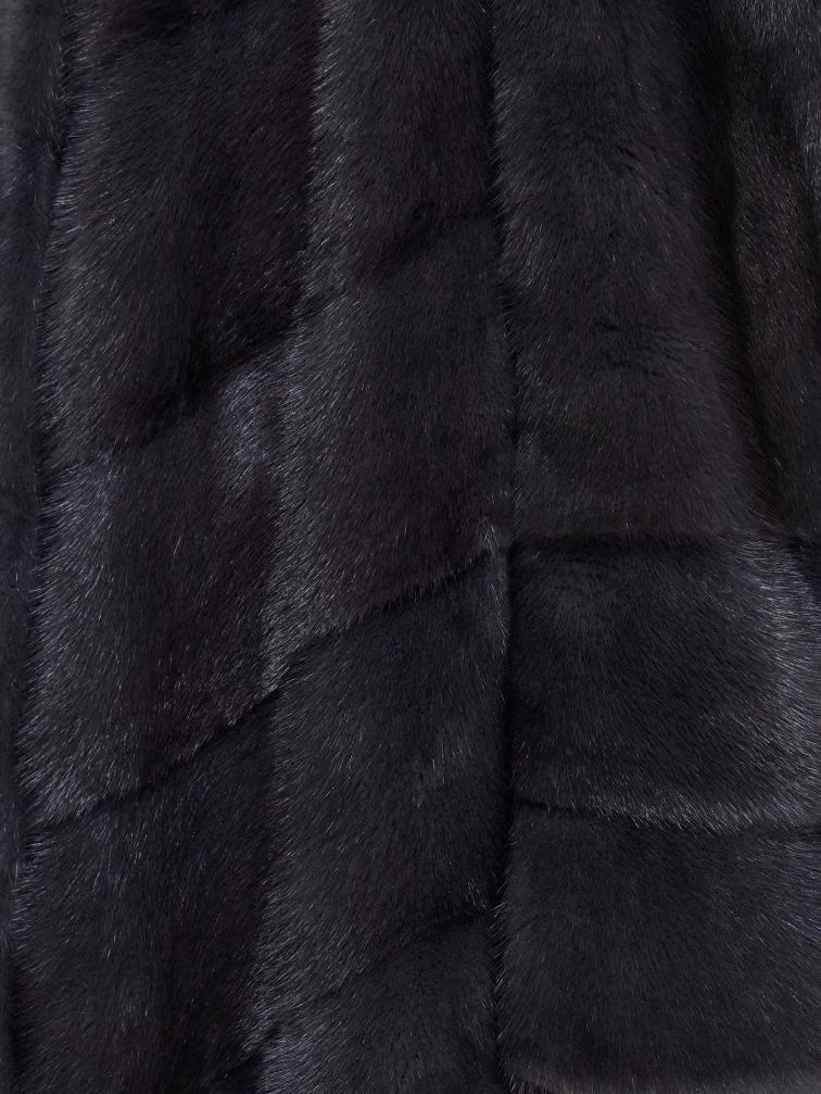 Длинная женская норковая шуба с капюшоном Москвичка-132, черная, размер 52, артикул 65390-6