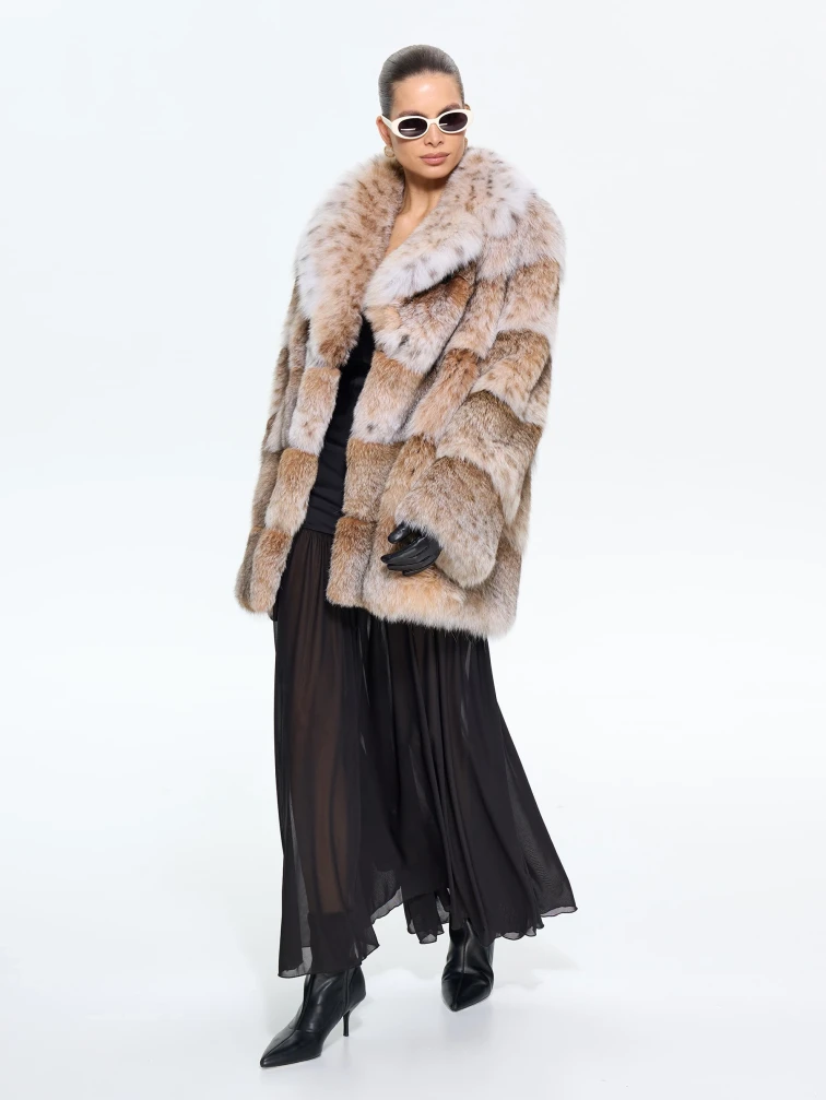 Женская шуба из меха рыси Л850, натуральный, размер 46, артикул 65340-1