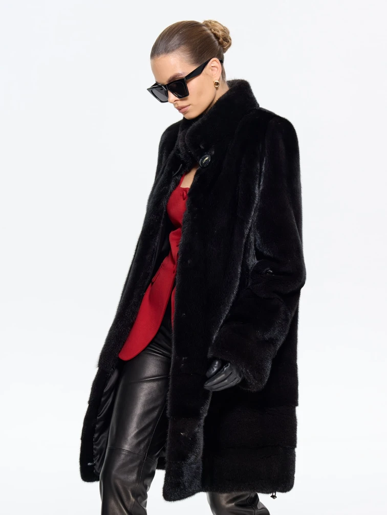 Коричневая женская норковая шуба Модница-010, размер 56, артикул 65420-3