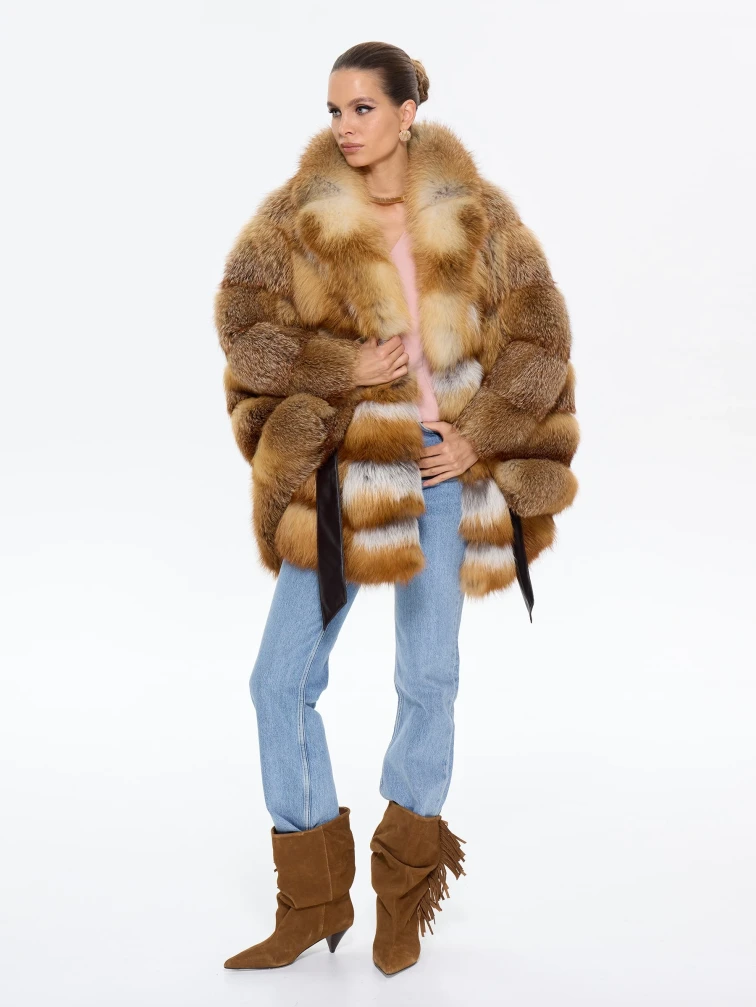 Женская короткая шуба из меха лисы М1010 - 340, рыжая, размер 48, артикул 65310-7