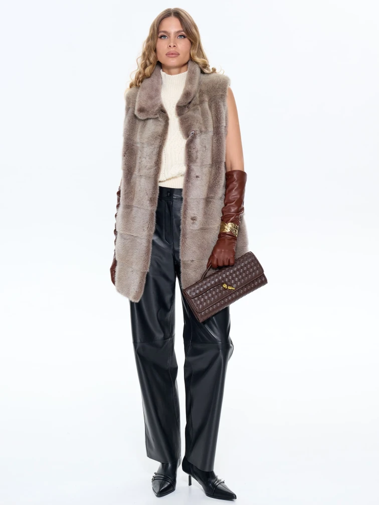 Бежевый норковый жилет 01, размер 44, артикул 65470-7