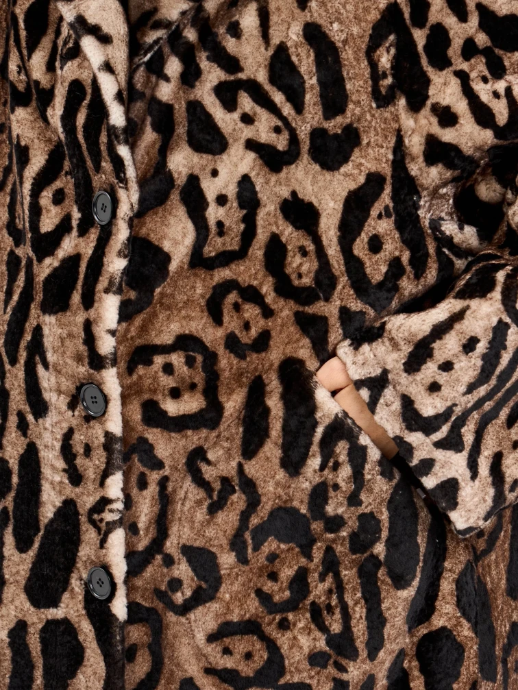 Короткая женская дубленка с норкой 2084, бежевая, размер 46, артикул 64970-2