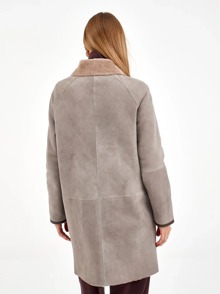 Серая женская дубленка косуха 2069, размер 46, артикул 64940-4