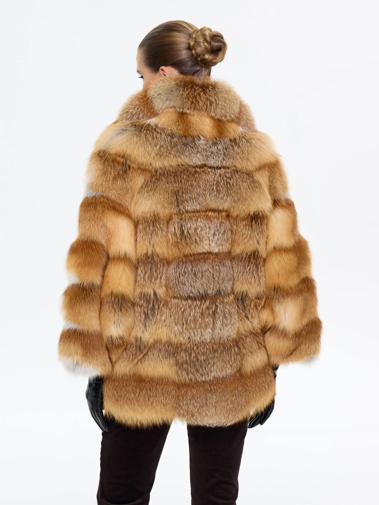Женская короткая шуба из меха лисы М1010 - 313, рыжая, размер 48, артикул 65280-5