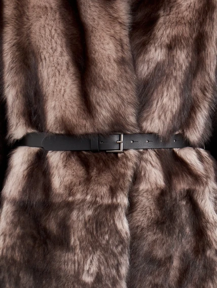 Короткая женская дубленка 2072, cерая, размер 42, артикул 64960-3