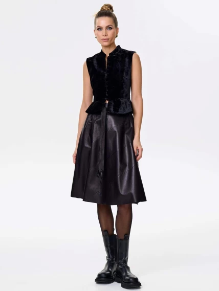 Черная кожаная юбка 01рс, размер 44, артикул 85462-3