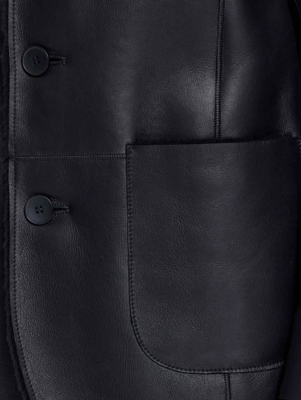 Мужская дубленка пиджак премиум класса 443, черная, размер 50, артикул 41210-2