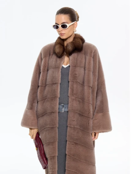 Норковая длинная женская шуба Анастасия, коричневая, размер 44, артикул 65640-5