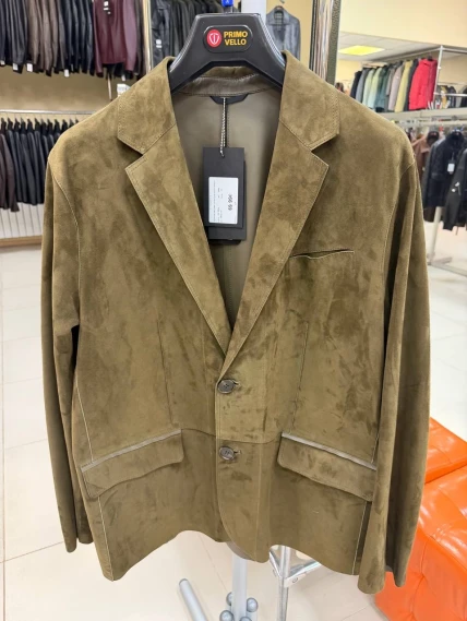 Мужской замшевый пиджак премиум класса 566з, хаки, размер 50, артикул 29880-0