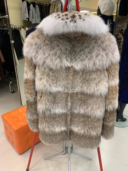Женская шуба из меха рыси Л850, натуральный, размер 46, артикул 65340-1