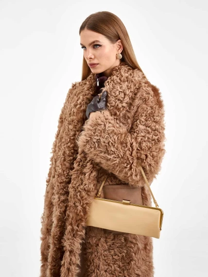 Длинная дубленка из натуральной овчины тиградо для женщин премиум класса 2020, светло-коричневая, размер 42, артикул 62470-0