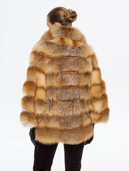 Женская короткая шуба из меха лисы М1010 - 313, рыжая, размер 48, артикул 65280-5