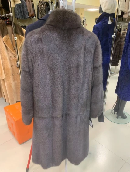 Длинная женcкая шуба  из меха норки Москвичка -1756, черная, размер 48, артикул 65450-1