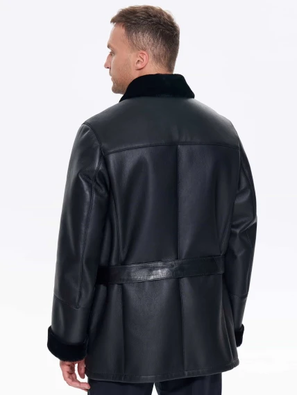 Молодежная мужская дубленка премиум класса 440, черная, размер 48, артикул 41220-5