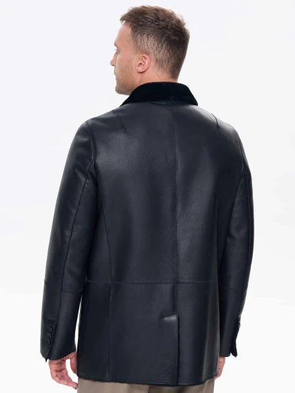 Мужская дубленка пиджак премиум класса 443, черная, размер 50, артикул 41210-5