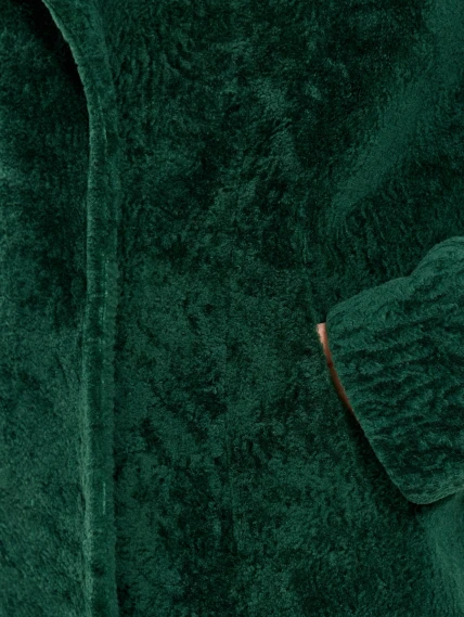 Зеленая дубленка из астрагана 58мех, размер 46, артикул 64760-2