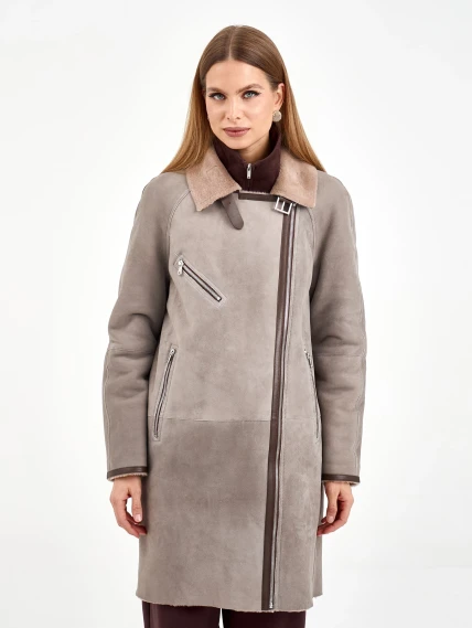 Серая женская дубленка косуха 2069, размер 46, артикул 64940-3