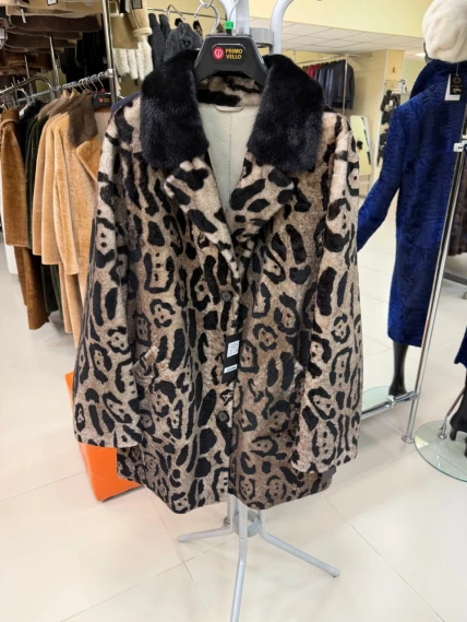 Женская дубленка с норкой 2084, бежевая, размер 44, артикул 64970-0