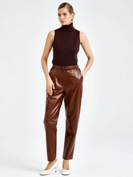 Женские кожаные брюки премиум класса 04, виски, размер 48, артикул 92610-1
