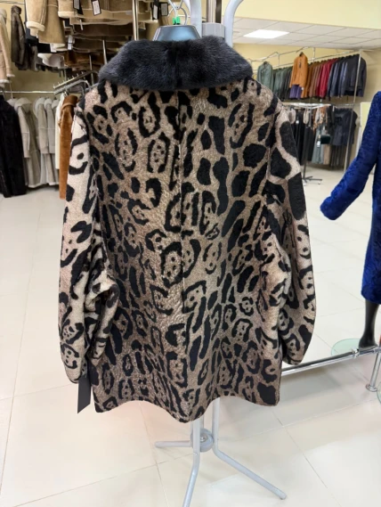 Женская дубленка с норкой 2084, бежевая, размер 44, артикул 64970-1