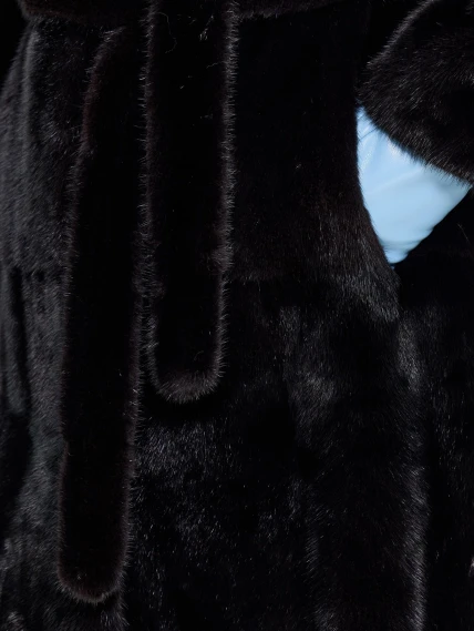 Длинная женская норковая шуба MANZARI М069, черная, размер 40, артикул 34250-4