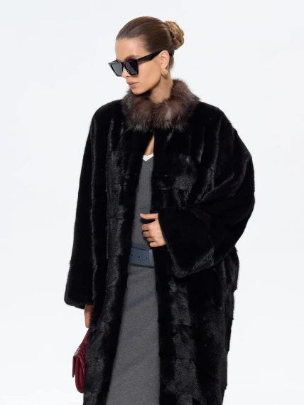 Норковая длинная женская шуба Анастасия, черная, размер 44, артикул 65650-3