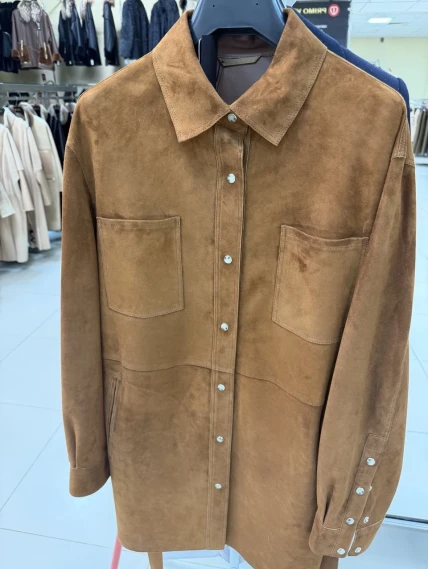 Женская замшевая куртка премиум класса 3107з, виски, размер 44, артикул 92180-0