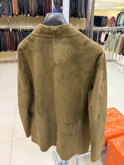Мужской замшевый пиджак премиум класса 566з, хаки, размер 50, артикул 29880-1