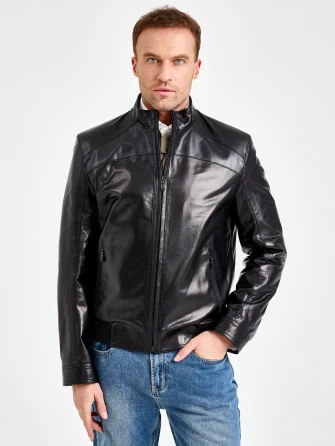 Короткая мужская кожаная куртка премиум класса 531-0
