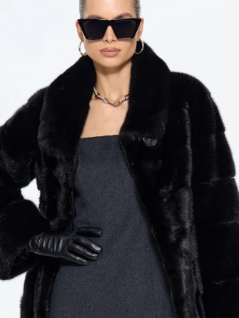 Черная женская норковая шуба MANAKAS 2478-1