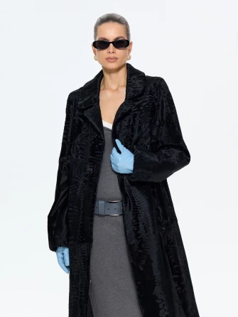 Женская длинная шуба из меха каракульчи Лола-0