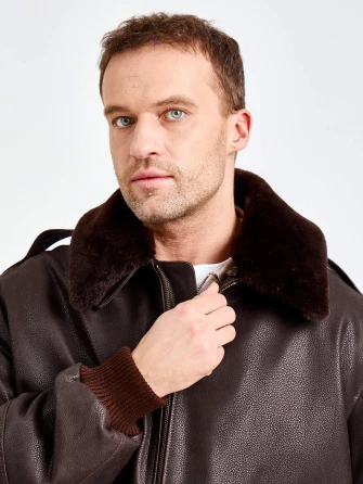 Мужская кожаная куртка пилот премиум класса 548-1