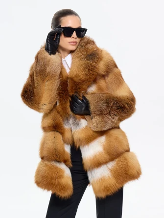 Женская короткая шуба из меха лисы Л1010 - 384-0