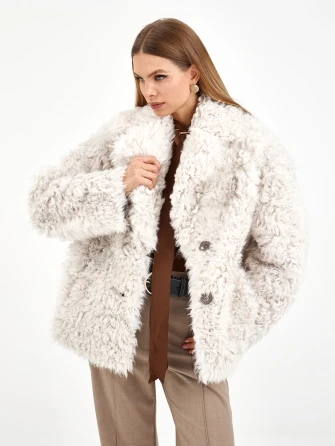 Короткая женская дубленка из тиградо 2081-0