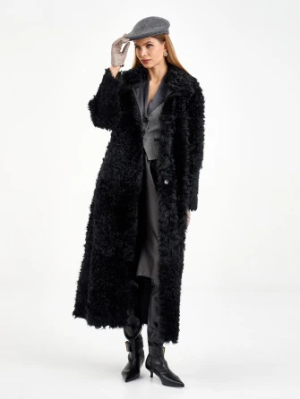 Длинная женская дубленка из тиградо 2080-1
