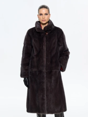 Длинная женcкая шуба  из меха норки Москвичка -1756-0