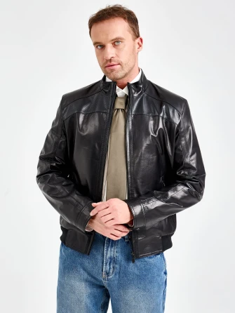 Короткая мужская кожаная куртка премиум класса 531-1