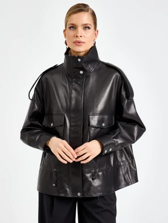 Черная женская кожаная куртка 3101-1