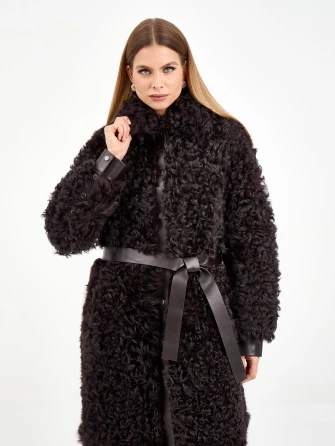 Длинная женская дубленка из тиградо 2082-1