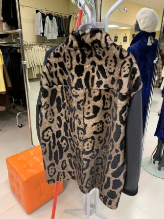 Комбинированная женская дубленка 2076-1