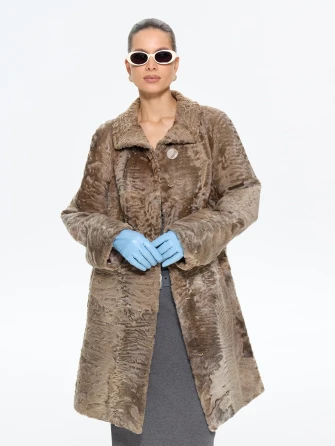 Длинная женская шуба из меха каракульчи Лиза-0