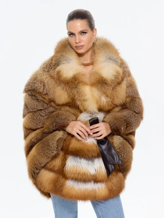 Женская короткая шуба из меха лисы М1010 - 340-0